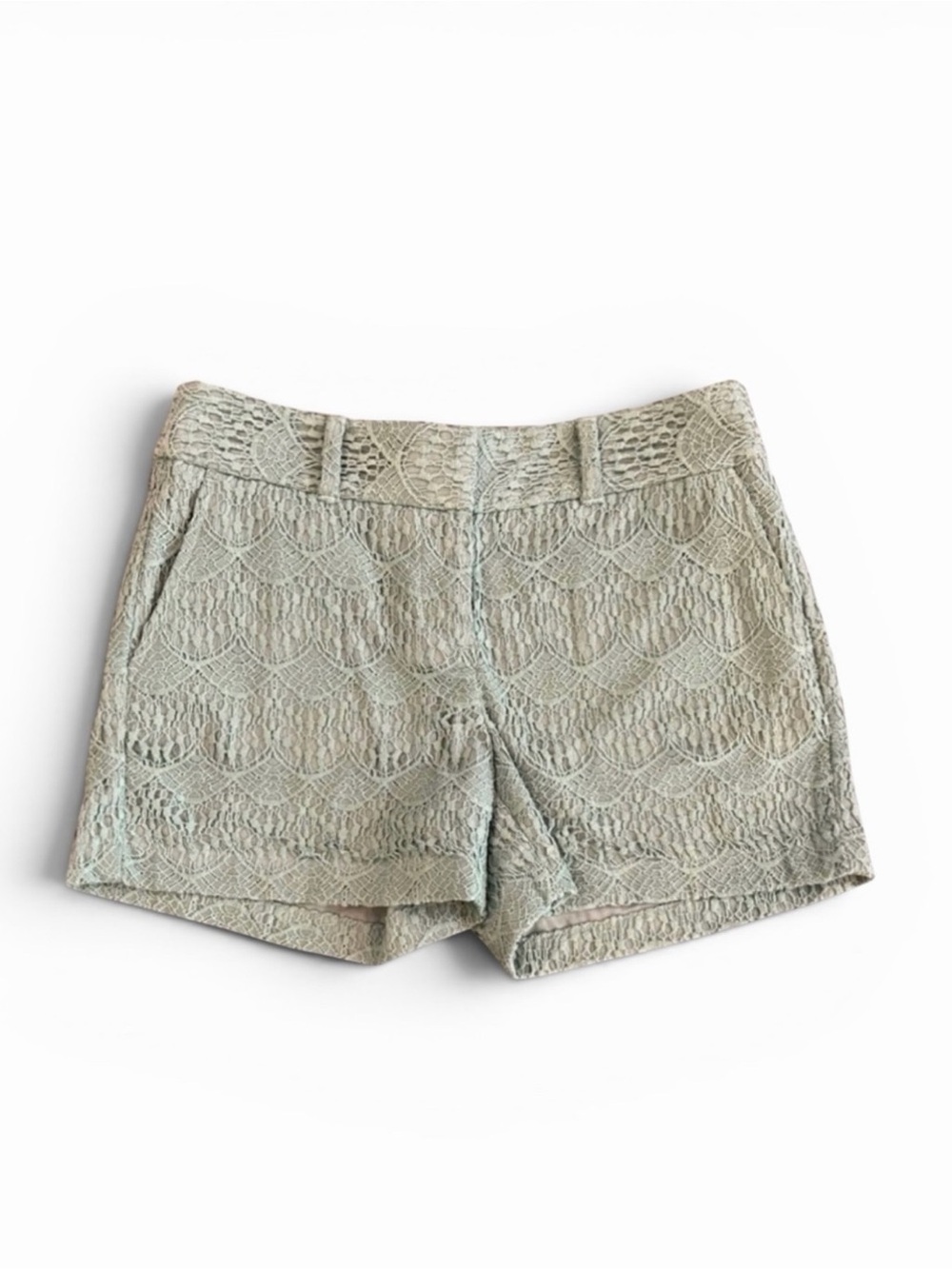 LOFT Lace Overlay Shorts in Sage Green NWT - Picture 2 of 10